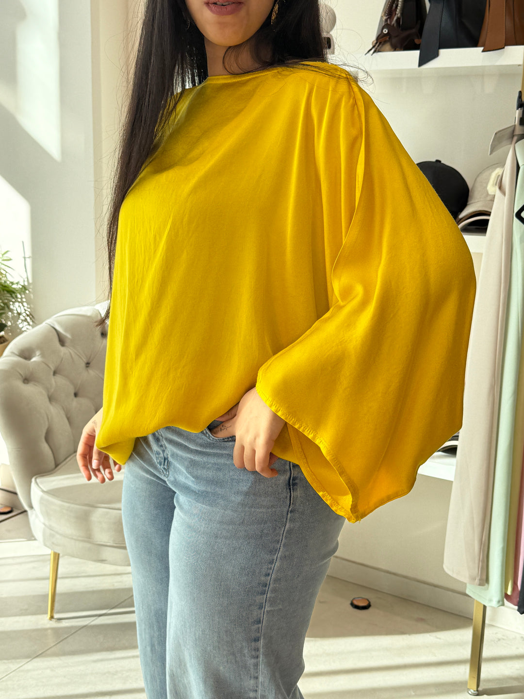 Blouse satin soie fluide