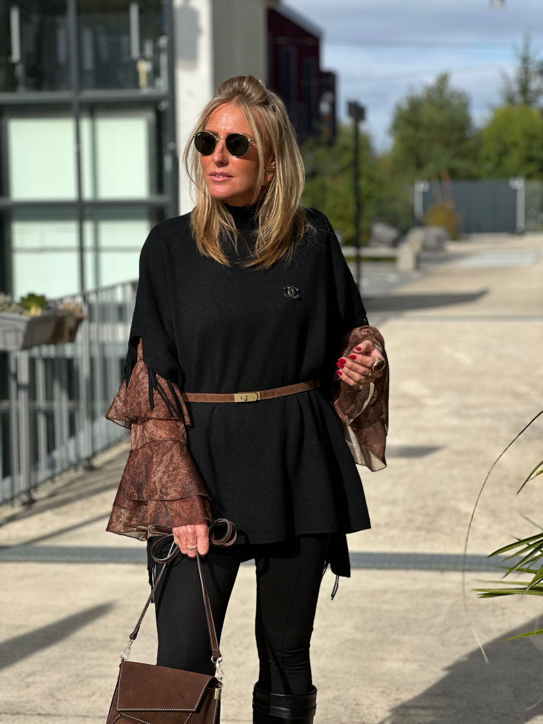 Blouse imprimée volant 7383