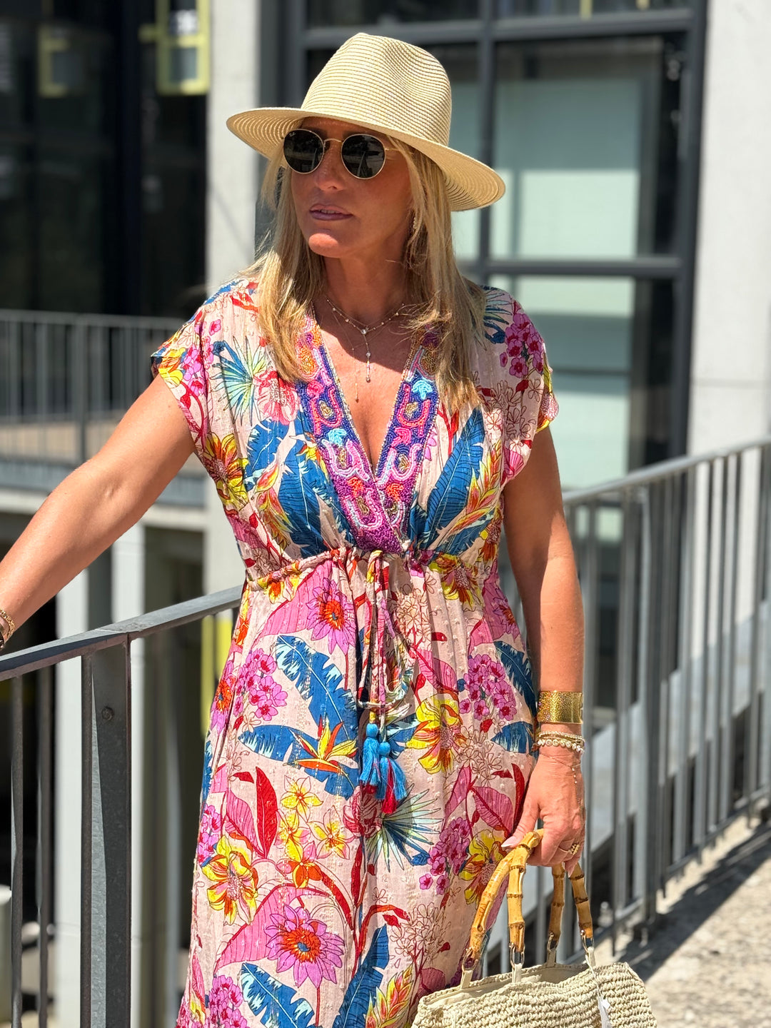 Robe longue col V SATINA