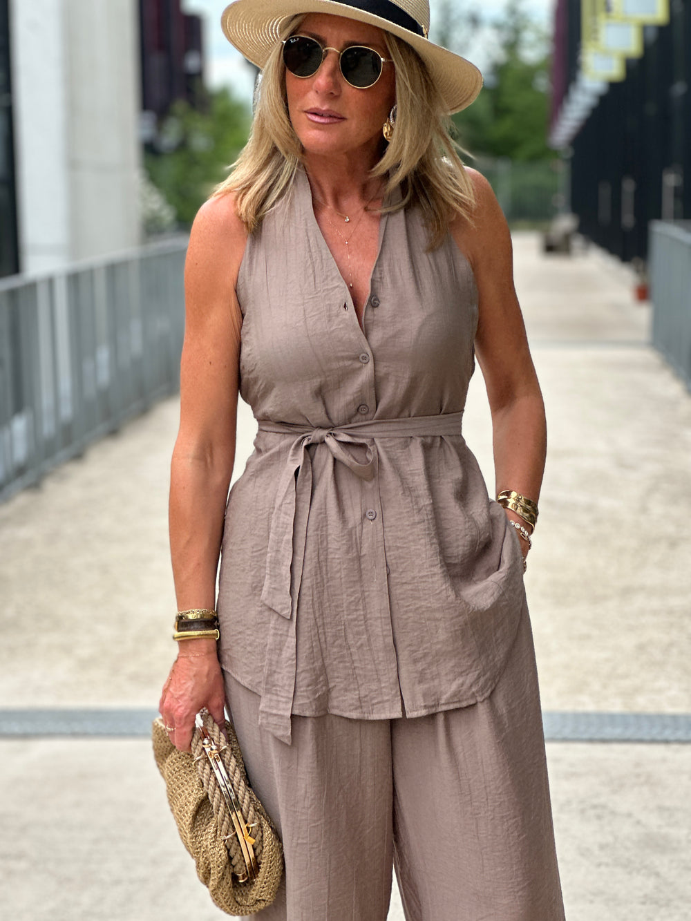 Ensemble pantalon boléro 391 taupe