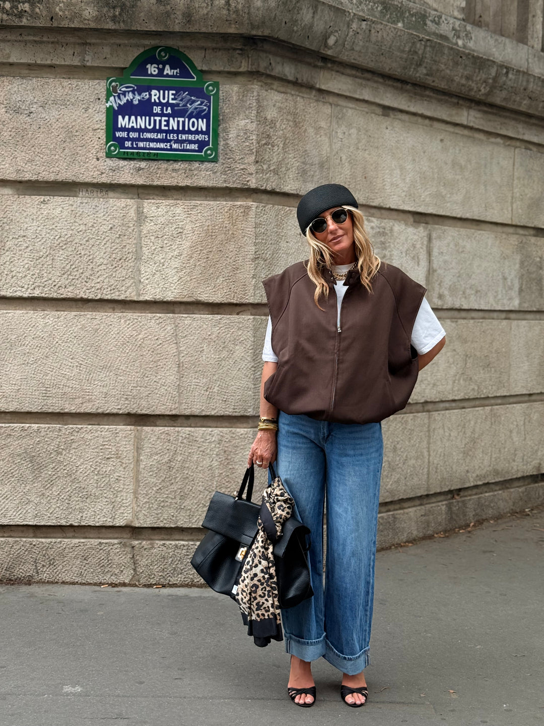 Veste sans manche maxi oversize choco