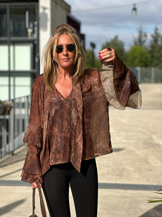 Blouse imprimée volant 7383