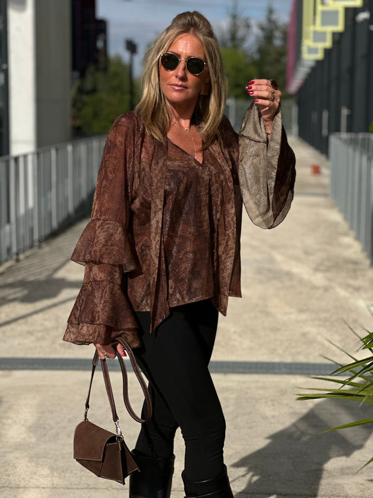 Blouse imprimée volant 7383