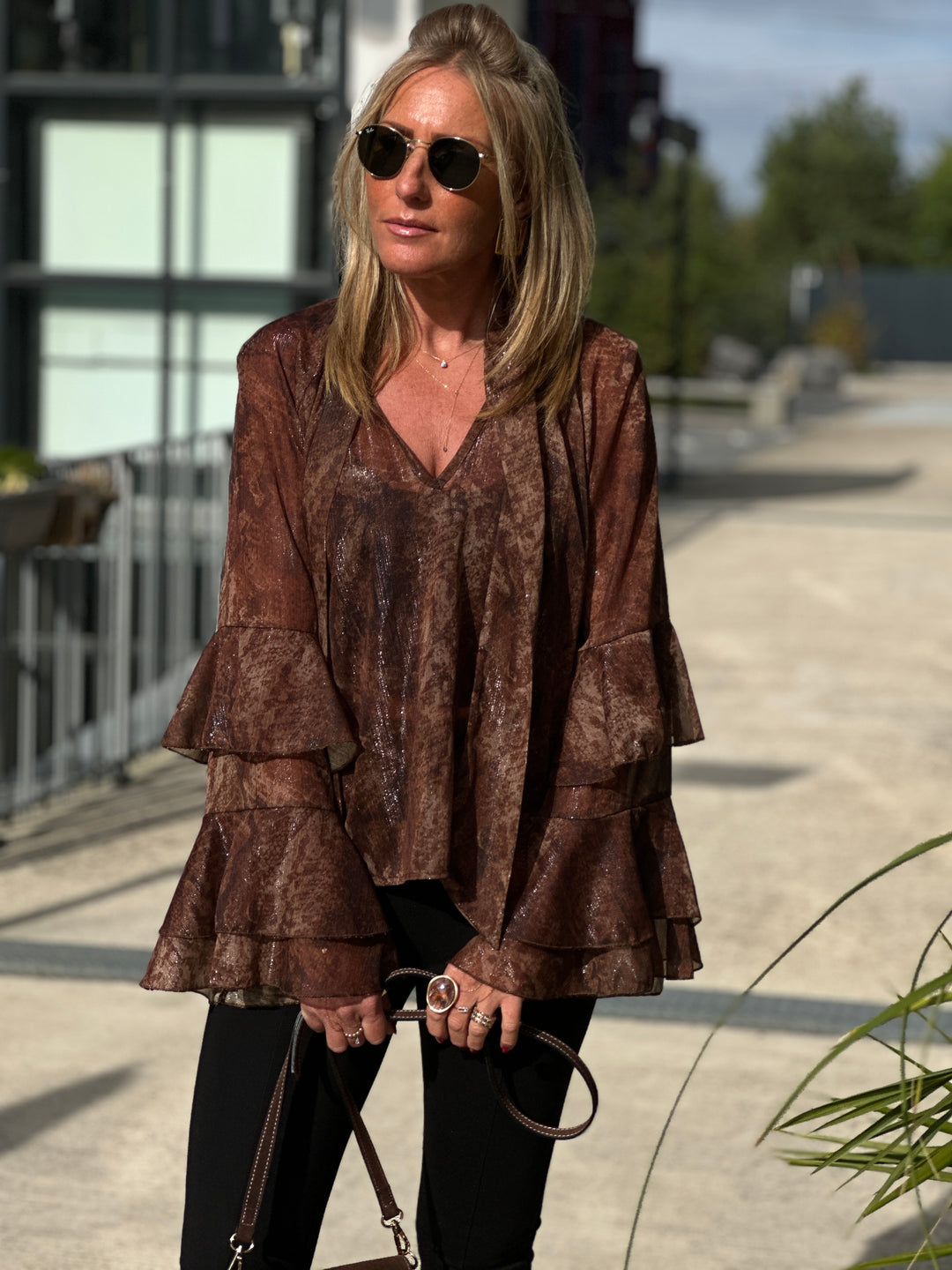 Blouse imprimée volant 7383