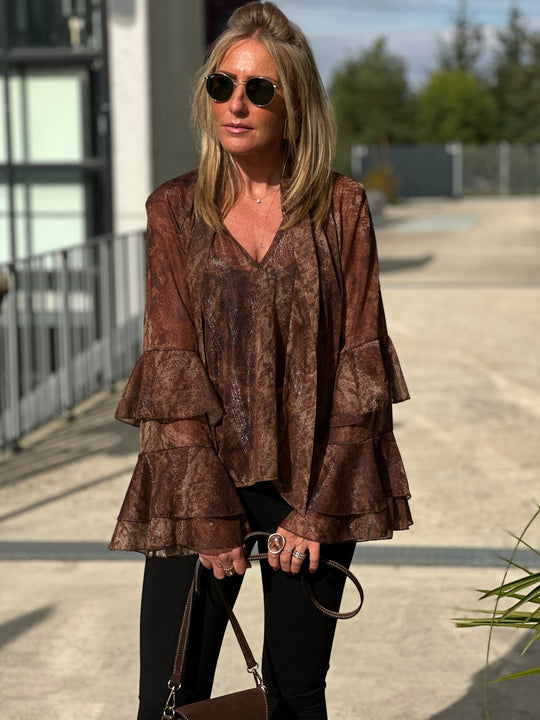 Blouse imprimée volant 7383