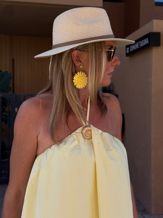 Robe courte à dos nus jaune 9506