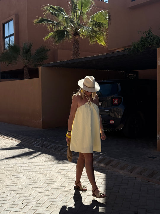 Robe courte à dos nus jaune 9506