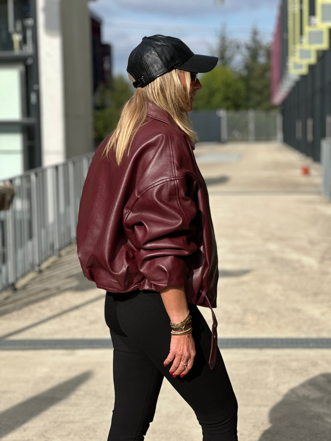 Veste similicuir bordeaux ceinture 202277