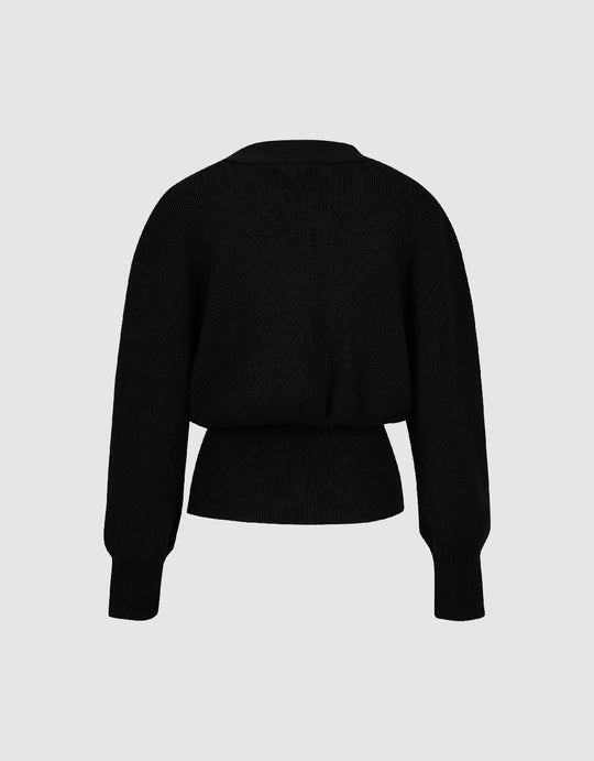 Gilet Noir cintré à la taille bouton or TL225