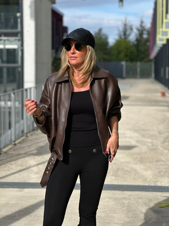 Veste similicuir Choco ceinture 202277