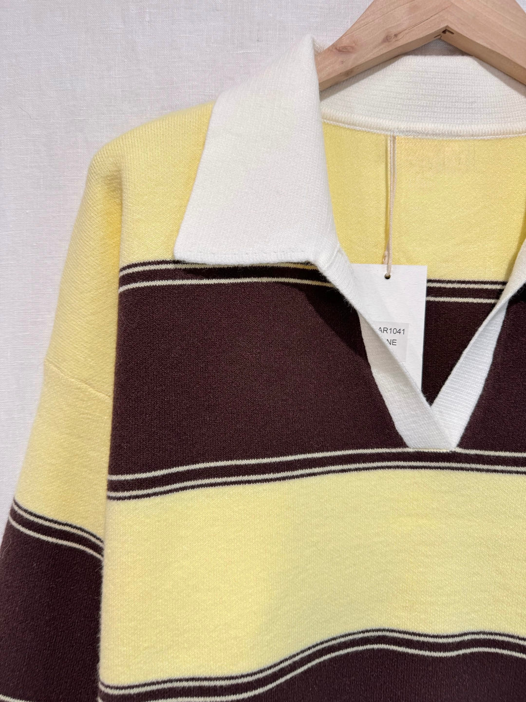 Pull rayure jaune/marron 1041