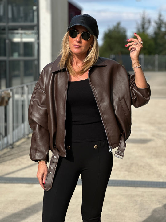 Veste similicuir Choco ceinture 202277