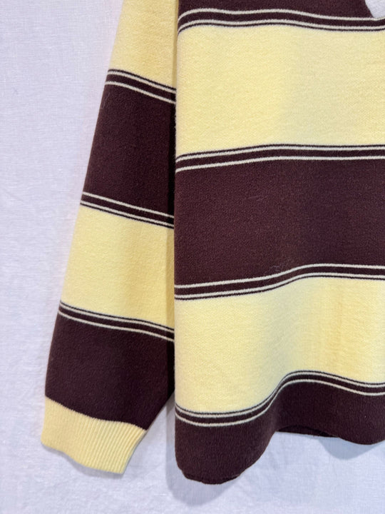 Pull rayure jaune/marron 1041