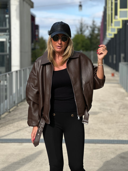 Veste similicuir Choco ceinture 202277