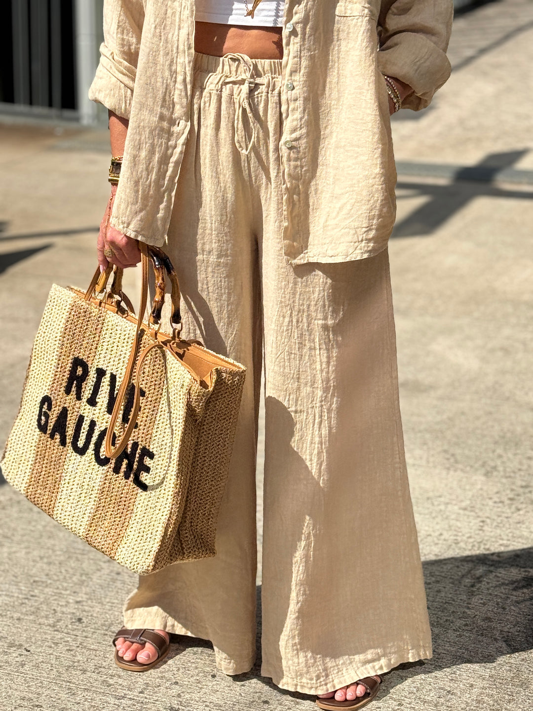 Pantalon lin beige EV011