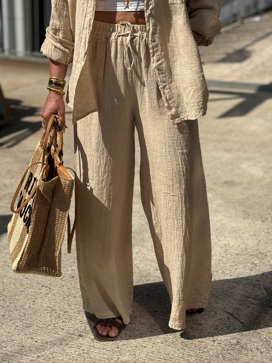 Pantalon lin beige EV011