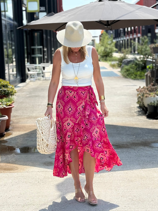 Jupe lurex imprimé fushia 721