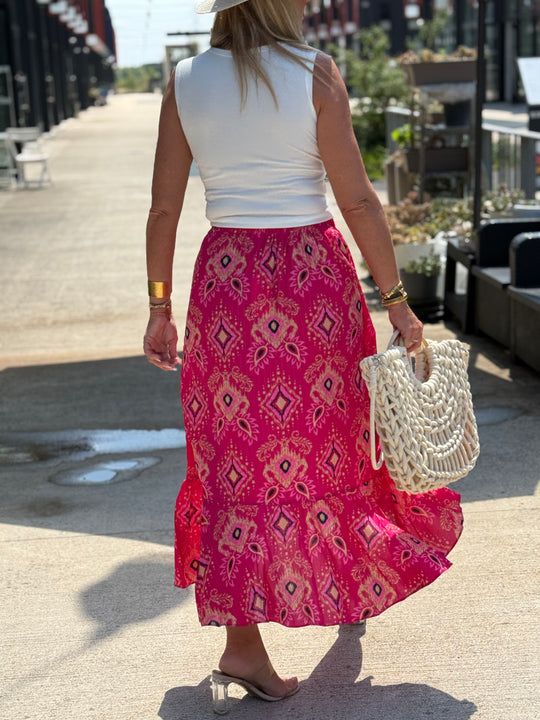 Jupe lurex imprimé fushia 721