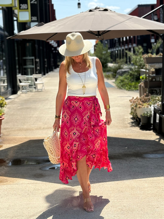 Jupe lurex imprimé fushia 721
