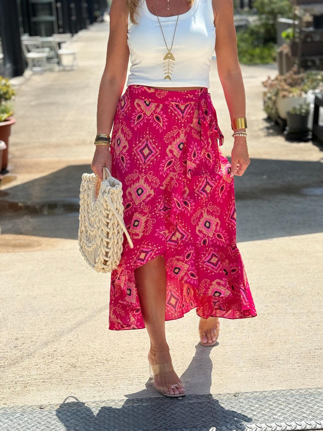 Jupe lurex imprimé fushia 721