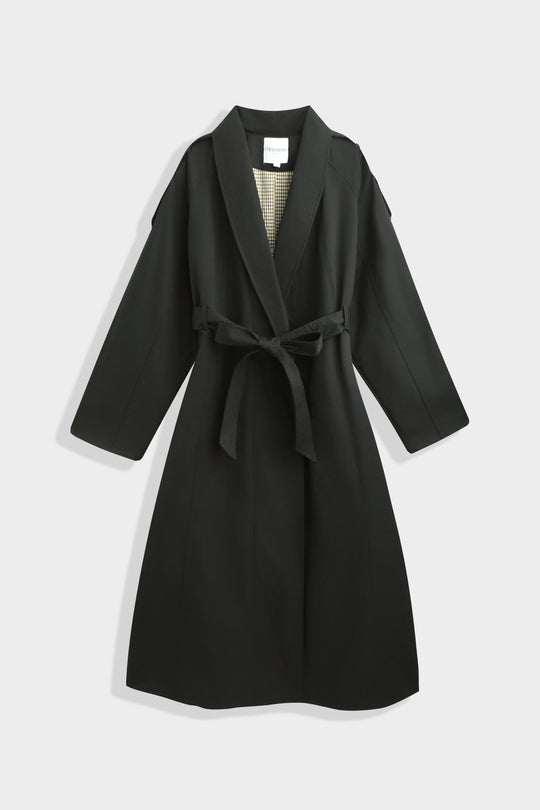 Trench noir revers carreaux AZ1586