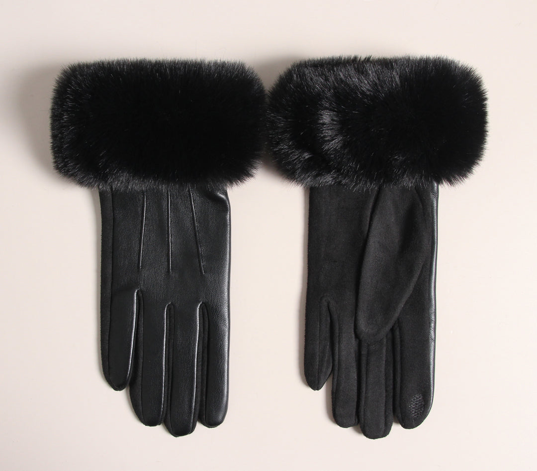 Gant pince similicuir fourrure G1682-79-3-4