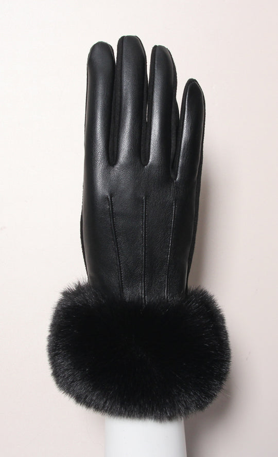 Gant pince similicuir fourrure G1682-79-3-4