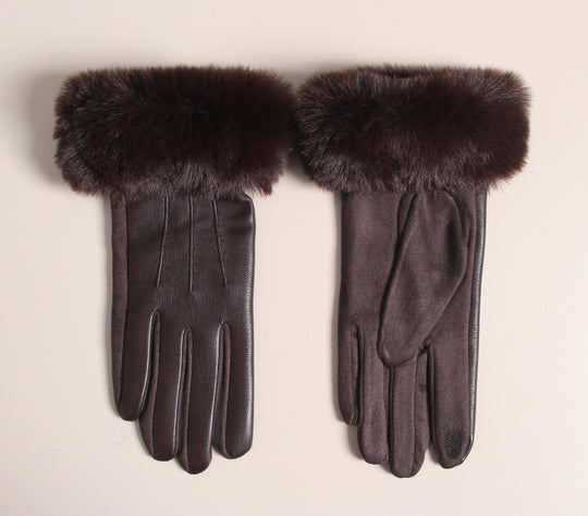 Gant pince similicuir fourrure G1682-79-3-4