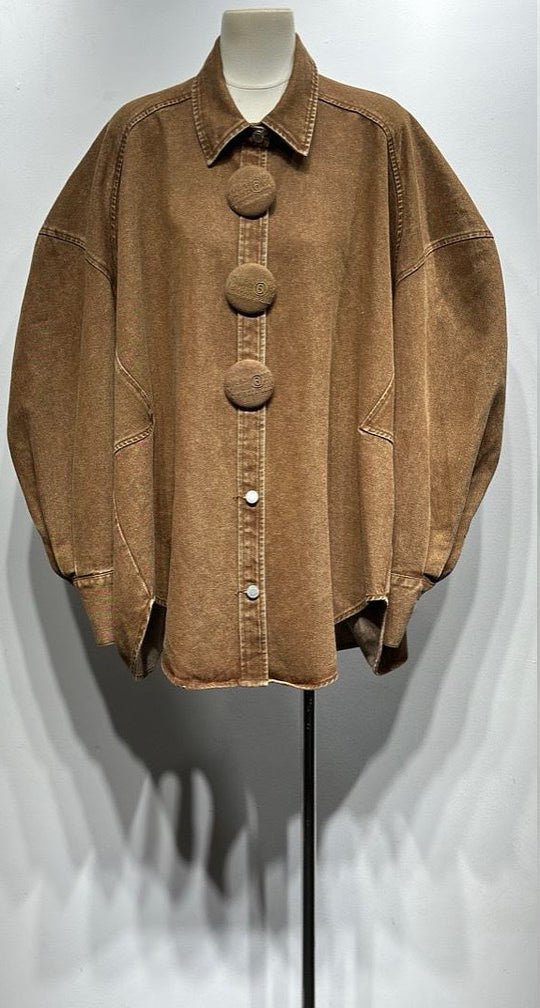 Veste jean gros boutons camel H10026