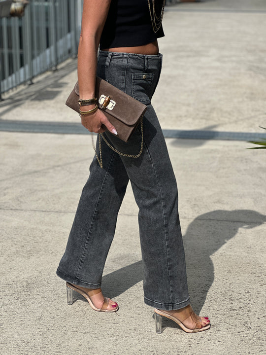 Jean gris bouton or 77352