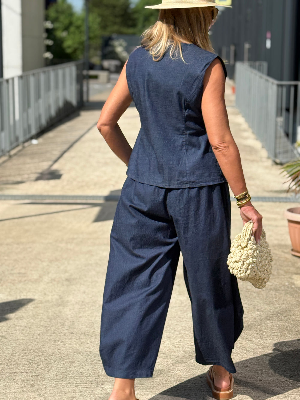 Boléro bleu jean en COTON