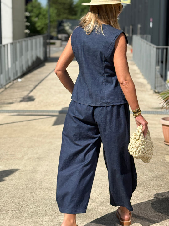 Boléro bleu jean en COTON