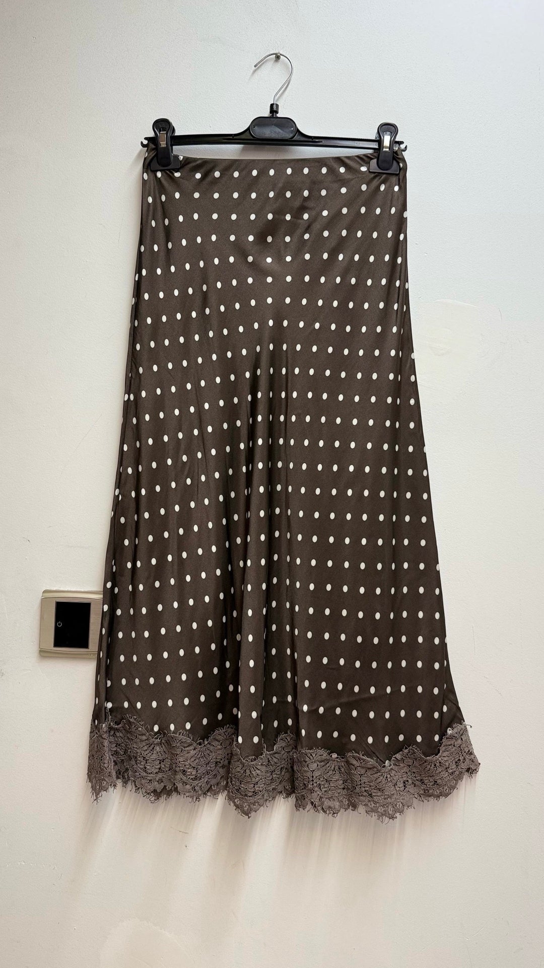 Jupe choco petits pois avec dentelle 2784