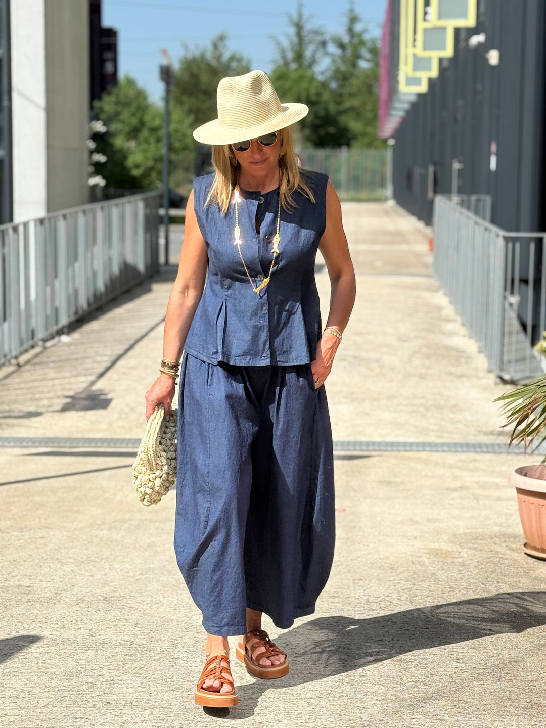 Boléro bleu jean en COTON