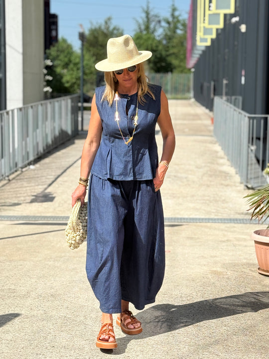 Boléro bleu jean en COTON