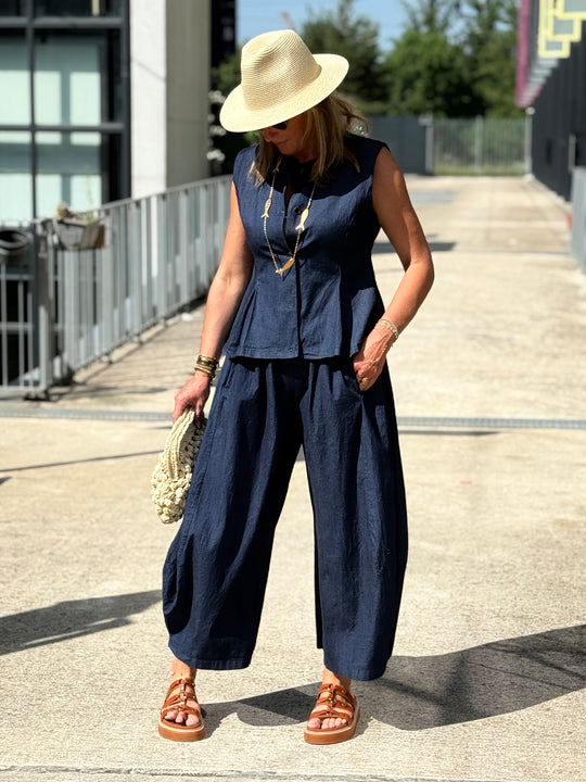 Boléro bleu jean en COTON