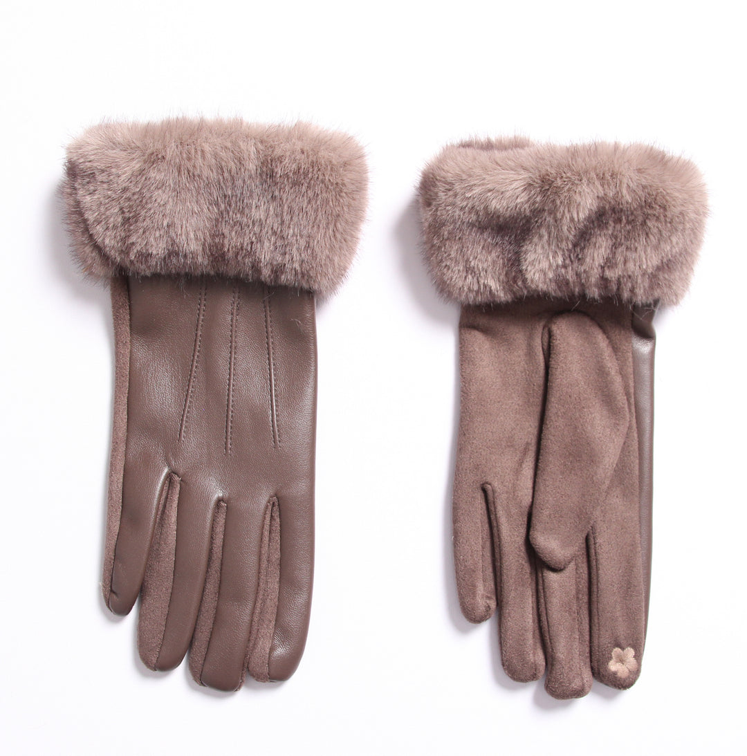 Gant pince similicuir fourrure G1682-79-3-4