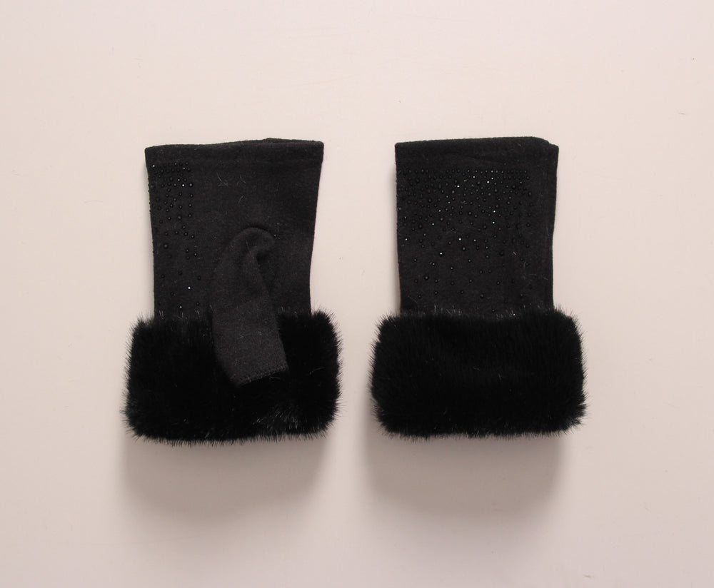 Gant mitaine strass fourrure G1781-122-4