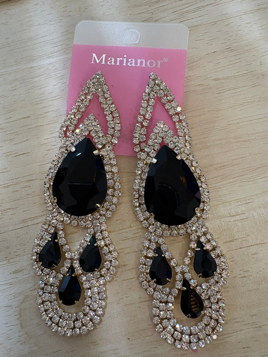 Boucle d’oreille goutte strass vert
