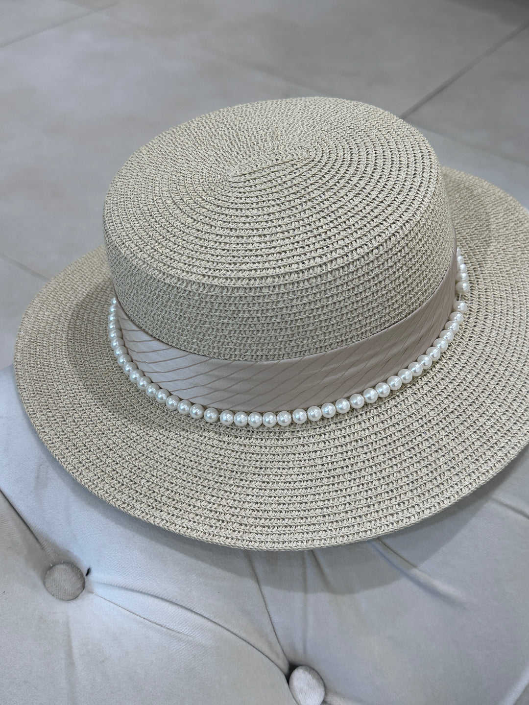 Chapeau perles canotier