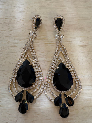 Boucles d’oreilles strass noir