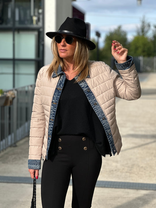 Doudoune beige matelassé jean