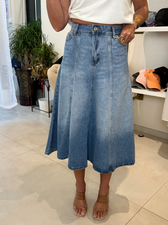 Jupe jean mi long J9184 (entre deux sur tailler)