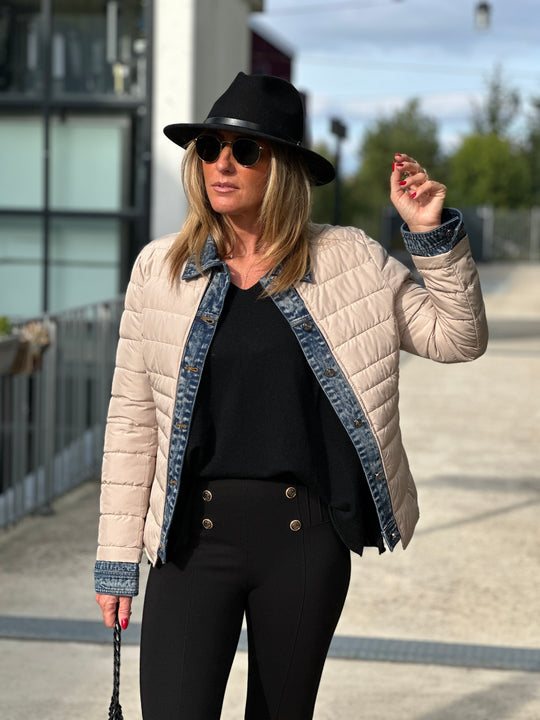 Doudoune beige matelassé jean