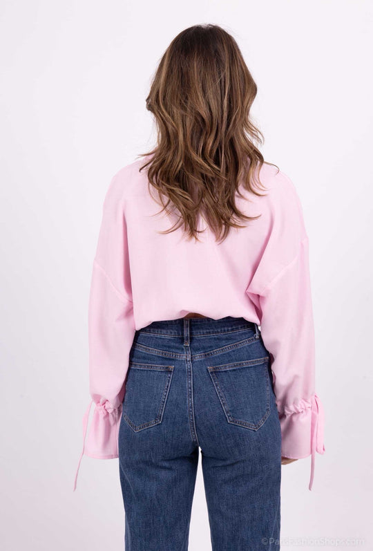 CHEMISIER CROP attachée Rose 0289