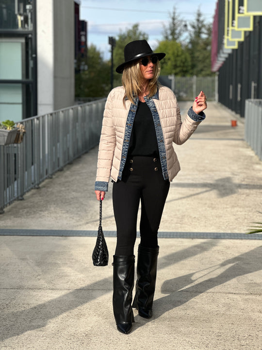 Doudoune beige matelassé jean