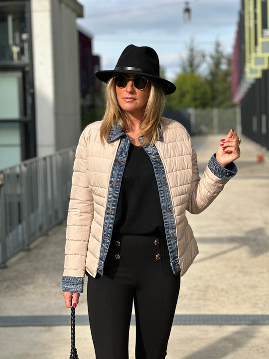 Doudoune beige matelassé jean
