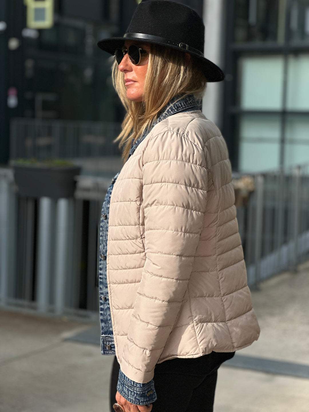 Doudoune beige matelassé jean