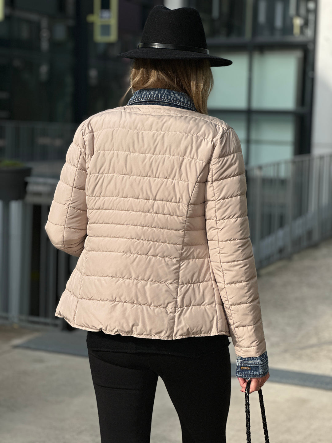Doudoune beige matelassé jean