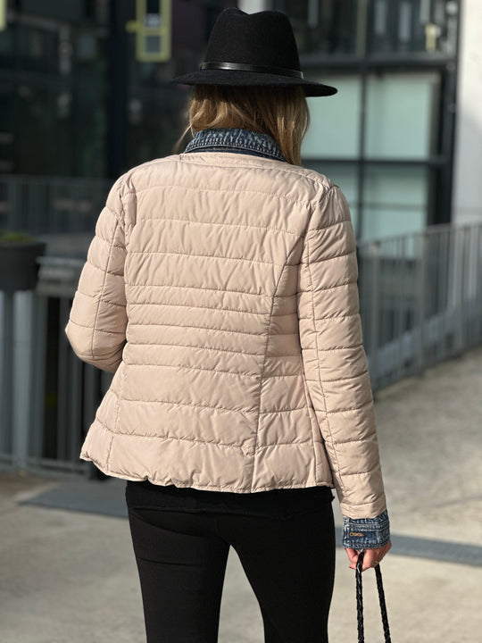 Doudoune beige matelassé jean